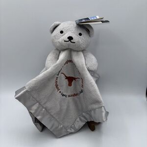 Texas Longhorns Baby Security Bear Blanket Collegiate Licensed 13X13.5" Gray NWT